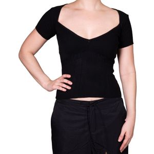 Blusa Mc Negro Escote Corazon Tiare
