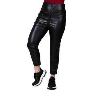 Pantalon Negro De Cuerina Tendencia Tiare