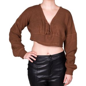 Blusa Marron Ml Cuello V Tiare
