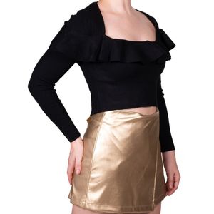 Blusa Ml Negro Abullonada Tiare