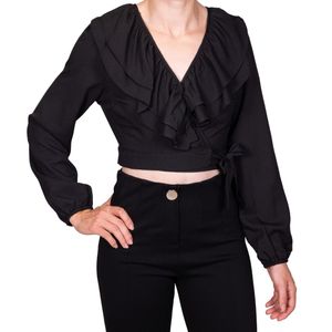 Blusa negro con volados TIARE