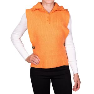 Sweater Naranja Con Cuello Y Cierre Tiare