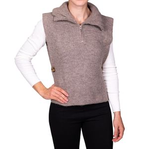 Sweater gris con cuello y cierre tiare