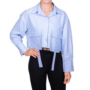 Camisa celeste corta con bolsillo tiare