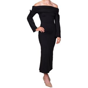 Vestido negro escote bardot tiare