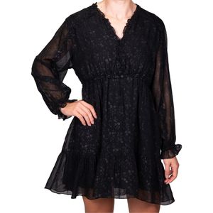 Vestido Negro En Gasa Amazada Tiare