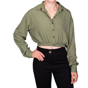 Camisa Verde Musgo Con Goma En La Cintura Tiare