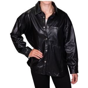 Camisaco Negro Cuerina Tendencia Tiare