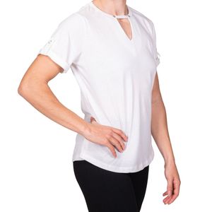 Remera m/c c/detalle en v blanca tiare talle plus