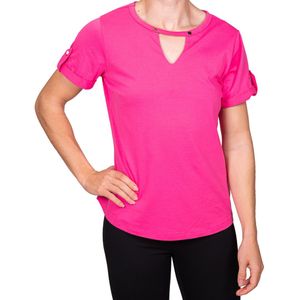 Remera m/c con detalle en v coral talle plus