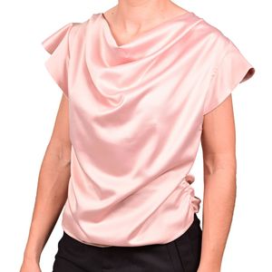 Blusa nude satinada cuello volcado JULIETTE