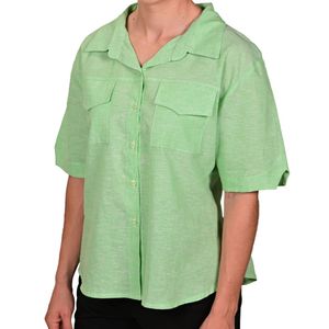 Camisa verde en lino chambray JULIETTE