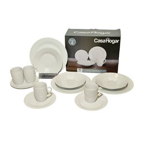 Set vajilla casa hogar porcelana blanca 16 pz.