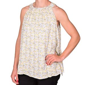 Blusa sin manga lila estampada femenino tiare