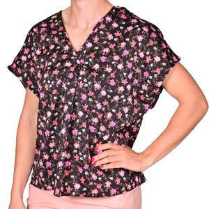 Blusa manga corta negra estamp. femenino plus tiar