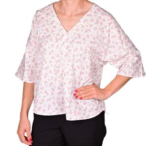 Blusa manga 3/4 coral estampada femenino tiare