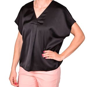 Blusa manga corta negra femenino plus tiare