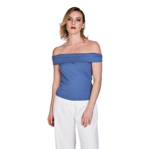 Top azul top dama bardot