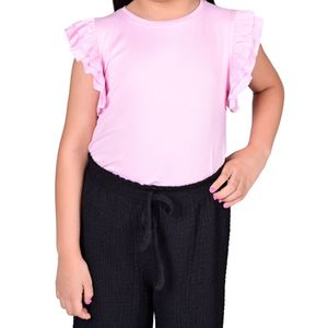 Remera M/C Con Volado Rosa Niña Tiare