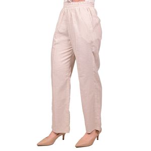 Pantalon beige con alforza en lino juliette