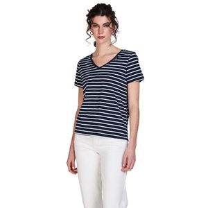 Remera M/C Azul Rayas Dama Woman