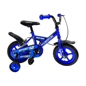 Bicicleta 12' azul con ruedas de apoyo mega star