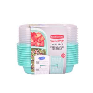 Meal Prep Rect. Con 2 Divisorias 887ml X 10 Unidad