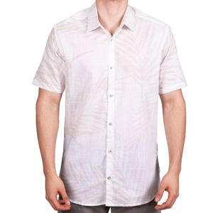 Camisa m/c beige estamp. connection