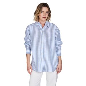 Camisa m/l rayas celeste con blanco dama eclipse