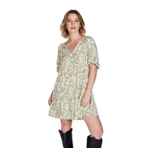 Vestido 3/4 verde estampado dama eclipse