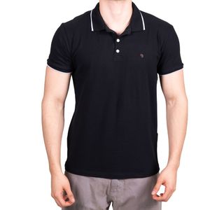 Polo Negro Gola Rayas New Green