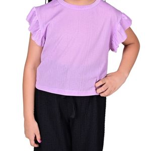 Remera M/C Con Volado Lila Niña Tiare