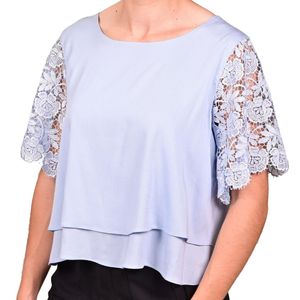 Blusa celeste doble con manga en torchon juliette