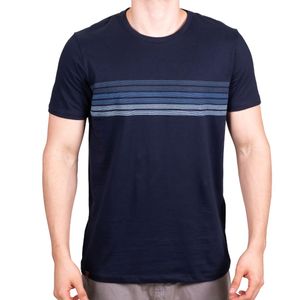 Remera Azul M. Estamp. Rayas New Green