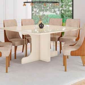 Conjunto comedor 1500 con vidrio mavi 8 sillas hen