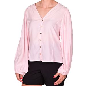 Blusa manga larga rosa femenino plus tiare