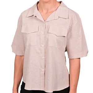 Camisa beige en lino chambray juliette