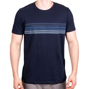 Remera Azul M. Estamp. Rayas Plus New Green
