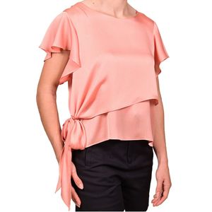 Blusa salmon doble en plumeti juliette