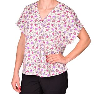 Blusa manga corta blanca estampada femenino tiare