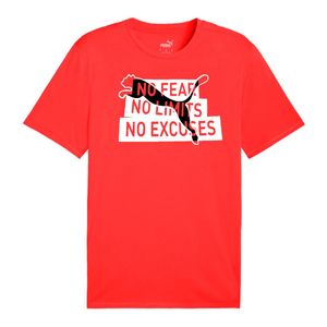 Remera rojo/blanco performance slogan hombre puma