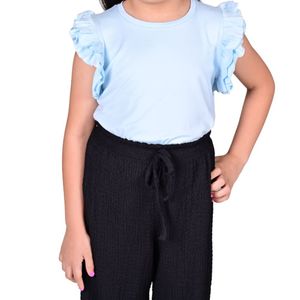 Remera M/C Con Volados Celeste Niña Tiare