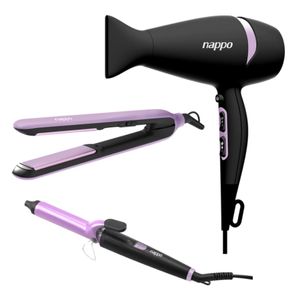 Kit 3en1 Secador Planchita Buclera Npk-177 Nappo