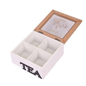 Caja de te 4 divisiones 15x15x7cm blanco