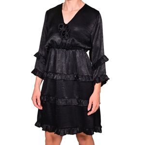 Vestido manga 3/4 negro dama l'exclusif