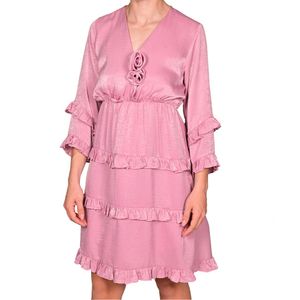 Vestido Manga 3/4 Rosa Dama L'Exclusif
