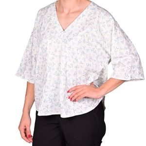 Blusa manga 3/4 verde estampada femenino plus tiar