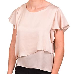 Blusa beige doble en plumeti juliette