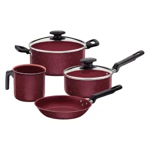 Juego De Ollas 4 Pzas. Turquia Granito Bordo*