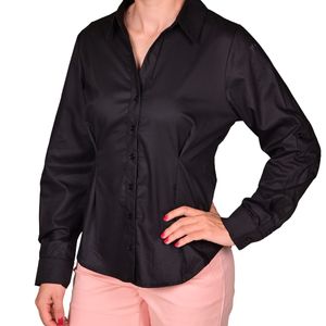 Camisa manga larga negro femenino plus tiare